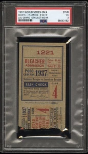 LOU GEHRIG 1937 WORLD SERIES HR #10 GAME 4 TICKET🎟YANKEES 10/9 LAST WS HR PSA 3 - Picture 1 of 3