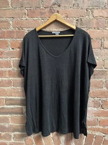Vince Women’s Loose Tee Sz Large, Black 100% Linen Oversized - Picture 1 of 7