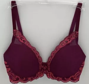 Natori Underwire Lined Feather Contour Plunge Bra 32D Fuchsia New 730023 - Picture 1 of 4