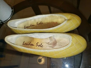 London Sole 37.5 gold Quilt Patent Leather Ballet Flat Size 37.5 New no tag - Picture 1 of 12