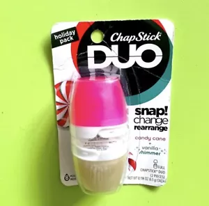1 VHTF Chapstick DUO Candy Cane + Vanilla Shimmer Lip Balm SNAP Change Rearrange - Picture 1 of 4