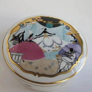 Rosenthal Porcelain Art Deco Trinket Box Rhododendron Line Hand Painted Vanity - Picture 1 of 14