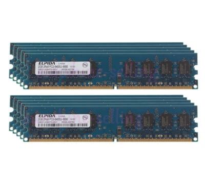 10pcs Elpida 2GB 2Rx8 PC2-6400U DDR2 800MHz 240pin DIMM Desktop Memory RAM Test - Image 1 of 4