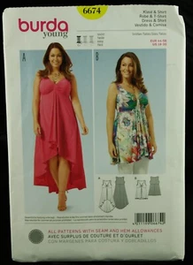 Burda Young Sewing Pattern 6674 Dress & Shirt Blouse Size 18-30 Uncut FREE SHIP - Picture 1 of 5