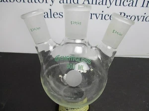 Chemglass 3 Hals Flachmann. Winkelgelenke. 500 ml Mitte 29/42 Seiten 24/40 - Bild 1 von 6