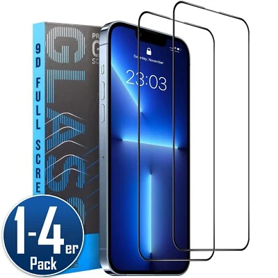 Full Screen Panzerfolie für iPhone 16 15 14 13 12 11 Pro Max Cover Schutz Glas - Bild 1 von 4