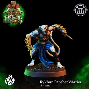 Rykhur, Panther Warrior | Crippled God | RPG D&D Wargaming 3D Printed Mini - Picture 1 of 3