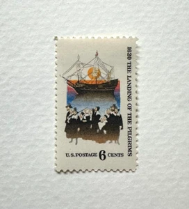 Vintage Rare US Scoot # 1420 - 1970 6c The Landing of the Pilgrims Stamp - Bild 1 von 1