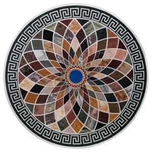 48" white Marble center sofa Table Top Inlay Pietra Dura Handmade Work - Picture 1 of 1