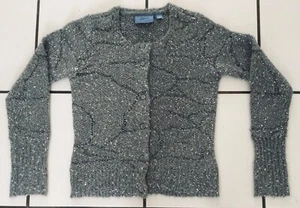 Simply Vera Wang Cardigan Gray Silver Shimmer Sequin Button Up Sweater Sz PXS - Picture 1 of 9