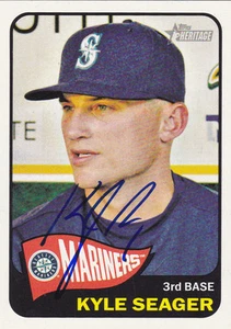 KYLE SEAGER SEATTLE MARINERS SIGNED AUTOGRAPH 2014 TOPPS HERITAGE BASEBALL CARD - Picture 1 of 1