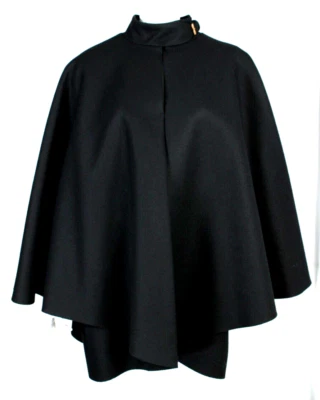 Capa clássica GUCCI preta tecido de lã fivela colarinho detalhe 44 - Imagem 1 de 4