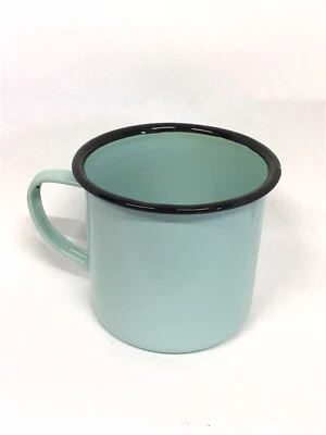 Classic Enamelware Coffee / Tea Mug - Turquoise Blue - 12 oz  - Vintage Style - Image 1 of 4