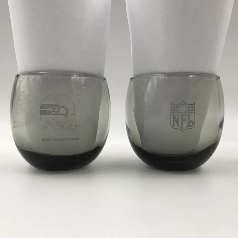 Vintage 70s Gray Smoke Roly Poly Glasses Seattle Seahawks NFL Set 2 Cover