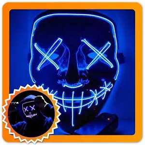 LED Grusel Maske wie aus the Purge - Halloween Horror Verkleidung Gesichtsmaske - Bild 1 von 5