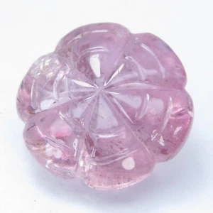 18.79Cts Lustrous Natural Pink Tourmaline Round Flower Carving Loose Gemstone - Picture 1 of 3