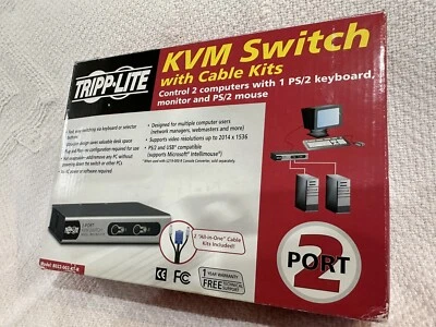Tripp Lite 2-port With USB 3.0 HUB  DisplayPort KVM Switch 3.0 Superspeed NOS - Image 1 of 4