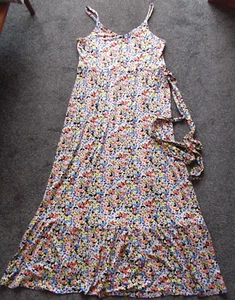 Tu, Ladies Multicoloured strappy Dress, v-necks, tie belt, Maxi, Size 14, New. - Picture 1 of 4
