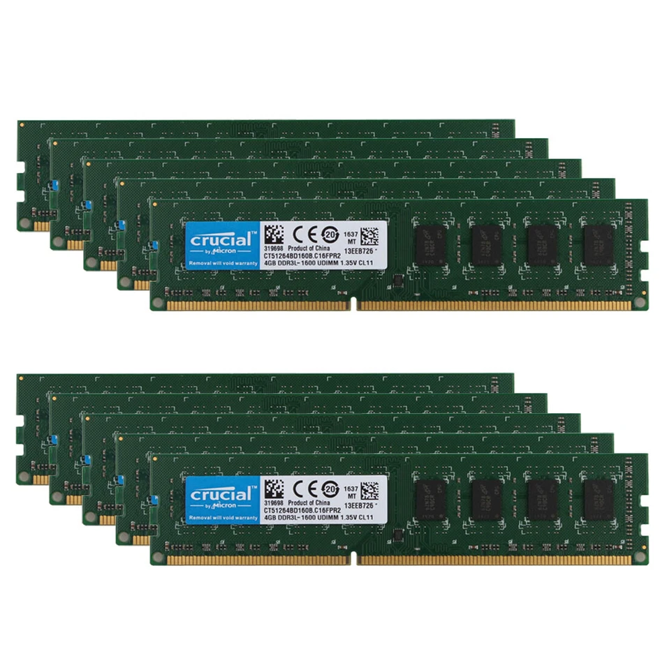 Crucial 4GB 8GB 240-Pin DDR3 SDRAM DDR3L 1600 PC3L 12800 RAM Desktop Memory Lot - Image 1 of 4
