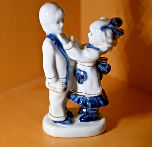 Porzellanfigur - Kinder Paar - Kinderpärchen - Barock Rokoko - blau weiß - Bild 1 von 6