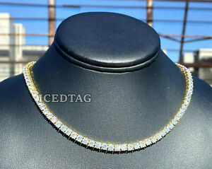 Tennis Chain Real Gold/ White Gold Finish Single Row ICED Diamond Iced Necklace