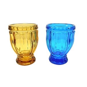 Paar Vintage Cordials/Schnapsbrille bernsteinblaues Glas - Bild 1 von 9