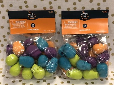 Retired Hyde & Eek Halloween Skull Novelty Erasers Party Favors ~ 2 Bags of 24 - Image 1 of 4