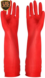 Rubber Cleaning Gloves Kitchen Dishwashing Glove 3-Pairs,Waterproof Reuseable... - Picture 1 of 1