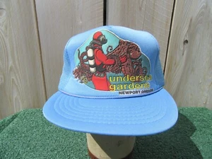 Vintage Undersea Gardens Newport Oregon Blue Snapback Baseball Hat Trucker Cap - Picture 1 of 8