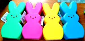 "Juego de 4 velas molde soplado LED Peeps 10"" - Iluminar decoración de conejito de Pascua" - Imagen 1 de 3