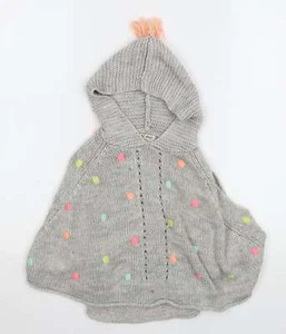 NEXT Girls Grey Polka Dot Acrylic Blend Hoodie Size M - Picture 1 of 12