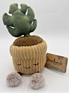 Russ Greenhouse Monstera Cactus "Layla" Plush Potted Plant Whimsical Sleepy Face - Picture 1 of 12