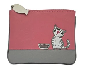 MALA Leather Cat Purse Pink & Grey Small Ladies Women's Coin Card Holder Purses