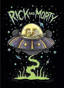 Official Rick And Morty Fleece Blanket UFO Space Cruiser Matches Bedding Design - Picture 1 of 4