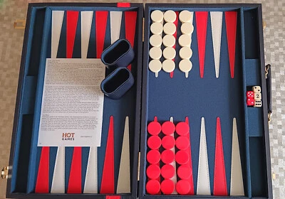 Backgammon Koffer, groß, 46 x 30 cm, rot/weiß, blau,  Tavla, , Tric Trac, - Bild 1 von 4