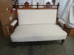 antikes Sofa Gründerzeit mit 2 Sesseln und 4 Stühlen neu gepolstert - Bild 1 von 24