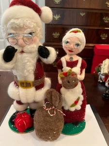 Mr. And Mrs. Claus Needle Felted Santa 10" Mrs Santa 8" - Picture 1 of 8