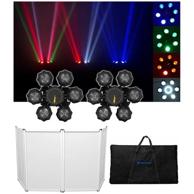(2) Chauvet DJ Helicopter Q6 DMX Rotating Dance Floor Effect Lights + DJ Facade - Image 1 of 4