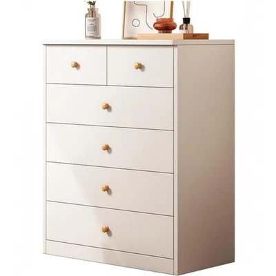 Kommode mit 6 Schubladen Sideboard Schrank Anrichte Highboard 60x32x77 cm Weiß - Bild 1 von 4