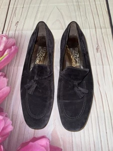 Herren Salvatore Ferragamo Größe 8,5 Blau Wildleder Quaste Halbschuhe Hergestellt in Italien - Bild 1 von 5