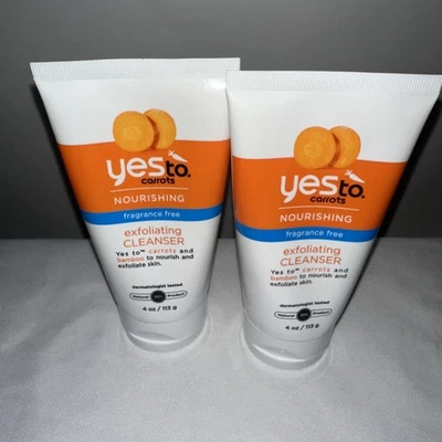 Yes to Carrots 去角质洁面乳 所有肤质 X2 全新 难以找到 4 盎司 每件 — 第 1/2 张图片