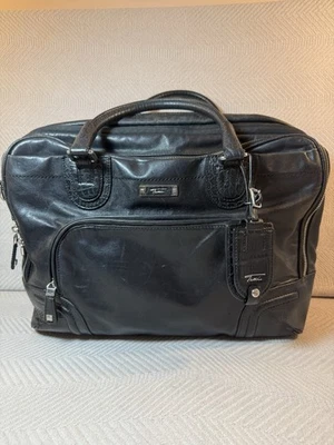 TUMI Briefcase Vintage Black Leather Laptop Bag - Image 1 of 4