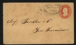 1855 US WELLS FARGO COVER 3c SACREMENTO w CARION FORGERY HS GREATHOUSE & SLICER - Picture 1 of 4