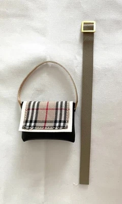 Muñecas Barbie Bolso/Cartera y Cinturón a Juego Diseño Negro y Tostado - Hecho a Mano - NUEVO Foto 1 de 4