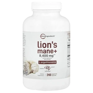 2 X Micro Ingredients, Lion's Mane + L-Ergothioneine, 240 Vegetarian Capsules - Picture 1 of 2