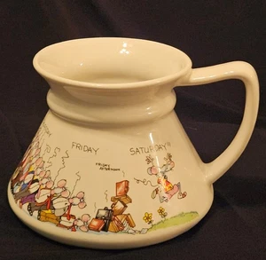 Vintage Moodz by Papel Keramik No Spill Kaffeebecher Arbeitswoche Rattenrennen 1970er - Bild 1 von 6