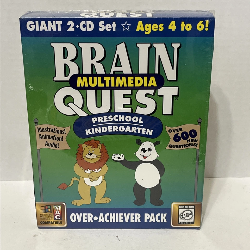 Brain Quest Multimedia CD-ROM Computer Game Preschool Kindergarten Over Achiever - Image 1 of 3