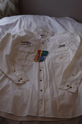 Bimini Bay Fishing Shirt Men's XXL White Long Sleeve  NWT "LOGO" - Image 1 of 4