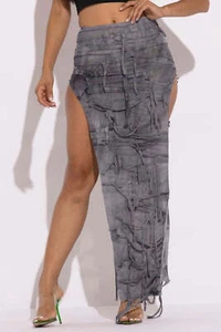 Distressed Thigh Slit Maxi Skirt - Picture 1 of 4