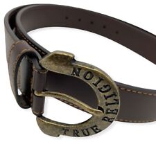 True Religion Men's Horseshoe Buckle Faux Leather Belt in Brown (Size 42)